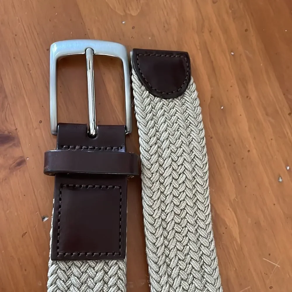 Men’s Tan Woven Belt with Silver Toned Buckle